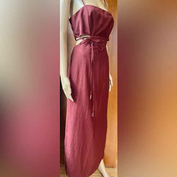 HALSTON NWOT Eli Viscose Linen Blend Brick Dress Size 2 - Picture 6 of 13